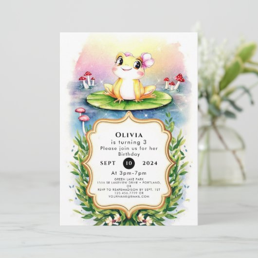 Invitation Boho Enchanted Frog Anniversaire (Debout devant)