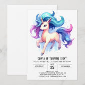 Invitation Boho Enfants Cheval Anniversaire (Devant / Derrière)