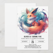 Invitation Boho Enfants Fox Anniversaire (Devant / Derrière)