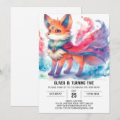 Invitation Boho Enfants Fox Anniversaire (Devant / Derrière)