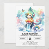 Invitation Boho Enfants Singe Anniversaire (Devant / Derrière)