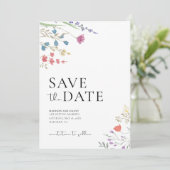 Invitation Boho Enregistrer La Date, Fleur sauvage Enregistre (Debout devant)