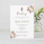 Invitation Boho Espagnol Baptême Girl (Debout devant)