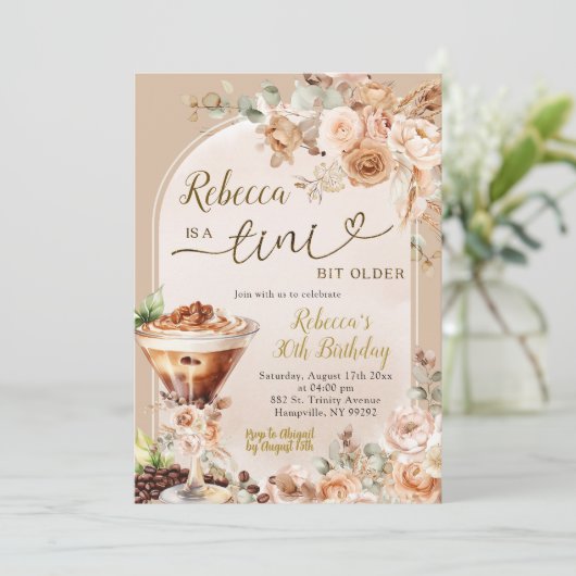 Invitation Boho Espresso Martini Tini Bit Anniversaire (Debout devant)