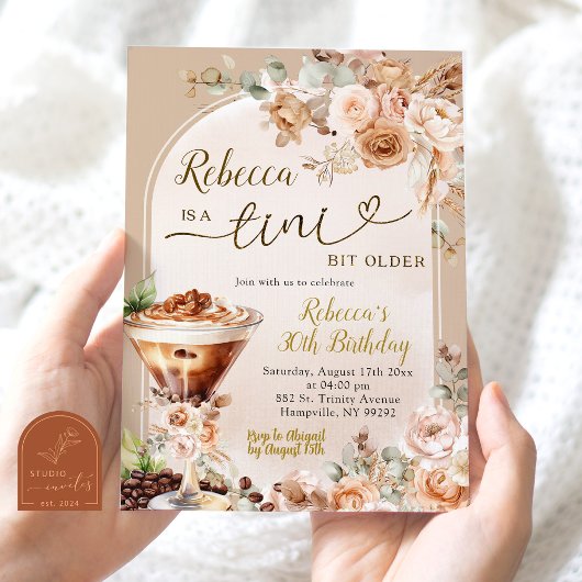 Invitation Boho Espresso Martini Tini Un Peu Plus Vieux Anniv