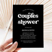 Invitation Boho et Retro Black | Douche Couples
