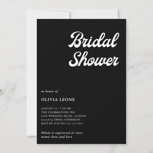 Invitation Boho et Retro Black | FÊTE DES MARIÉES (Devant)
