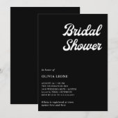 Invitation Boho et Retro Black | FÊTE DES MARIÉES (Devant / Derrière)