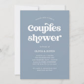 Invitation Boho et Retro Dusty Blue | Douche Couples (Devant)