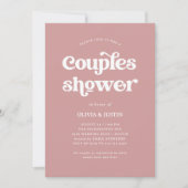 Invitation Boho et Retro Dusty Rose | Douche Couples (Devant)