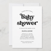 Invitation Boho et Retro noir et blanc | BABY SHOWER (Devant)