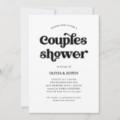 Invitation Boho et Retro noir et blanc | Douche Couples (Devant)