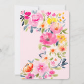 Invitation Boho Été Aquarelle rose Fête des mariées florale (Dos)