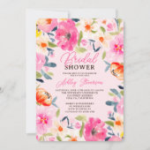 Invitation Boho Été Aquarelle rose Fête des mariées florale (Devant)