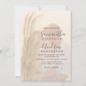 Invitation Boho été pampas herbe aquarelle photo mariage (Devant)