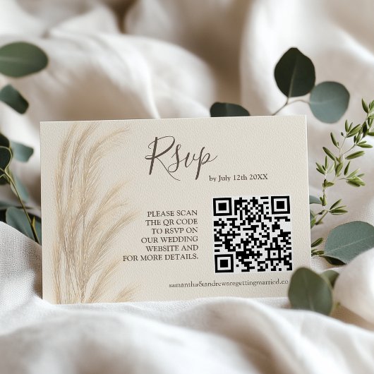 Invitation Boho été pampas herbe aquarelle rsvp qr code