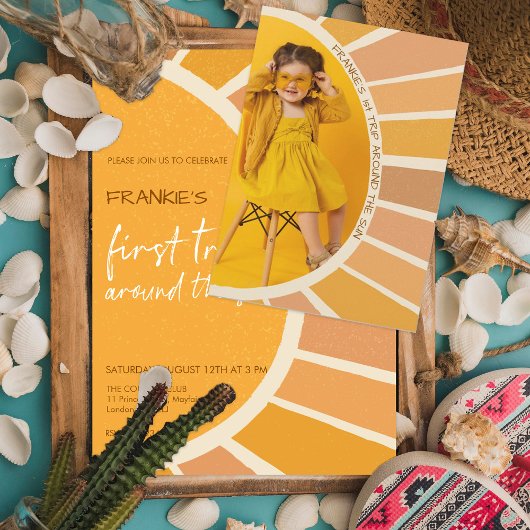 Invitation Boho Eté Premier Voyage Autour Du Soleil Photo Ann