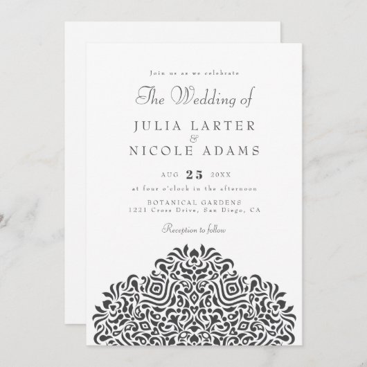 Invitation Boho Ethnic Botanical Accent Wedding (Devant / Derrière)