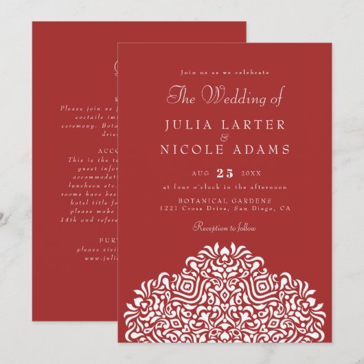Invitation Boho Ethnic Botanical Accent Wedding (Devant / Derrière)
