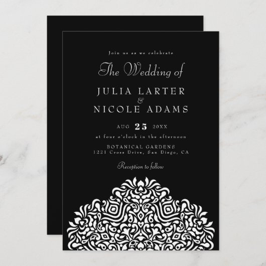 Invitation Boho Ethnic Botanical Accent Wedding (Devant / Derrière)