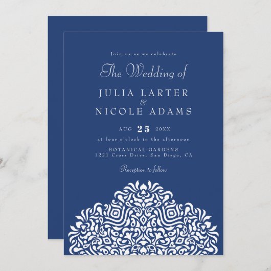Invitation Boho Ethnic Botanical Accent Wedding (Devant / Derrière)