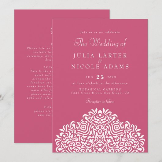 Invitation Boho Ethnic Botanical Accent Wedding (Devant / Derrière)