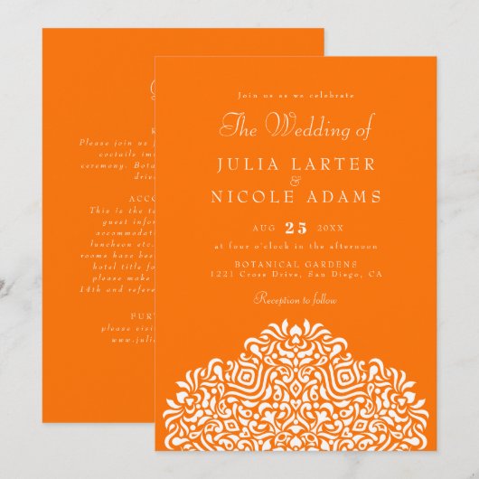 Invitation Boho Ethnic Botanical Accent Wedding (Devant / Derrière)