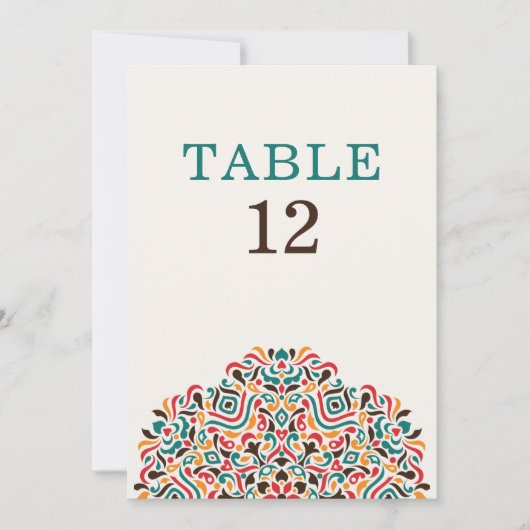 Invitation Boho Ethnic Botanical Wedding Table Number (Devant)