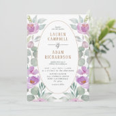Invitation Boho Eucalyptus Aquarelle Vert rose Mariage (Debout devant)
