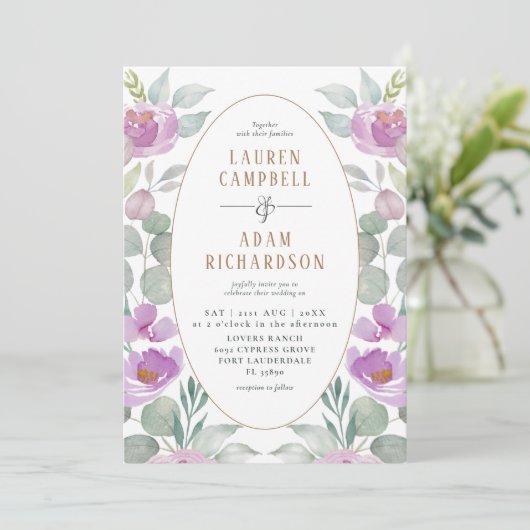 Invitation Boho Eucalyptus Aquarelle Vert rose Mariage (Debout devant)