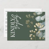 Invitation Boho Eucalyptus Dark Green & White RSVP (Devant / Derrière)