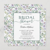 Invitation Boho Eucalyptus & Floral Fête des mariées verte (Devant / Derrière)