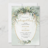 Invitation Boho Eucalyptus verdure branches or répétition (Devant)