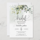 Invitation Boho Eucalyptus Verdure Feuillage doré (Devant)