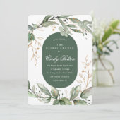 Invitation Boho Eucalyptus Verdure Pampas Wreath Gold (Debout devant)