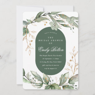 Invitation Boho Eucalyptus Verdure Pampas Wreath Gold
