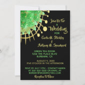 Invitation Boho Eucalyptus Vert Mariage noir & or (Devant)