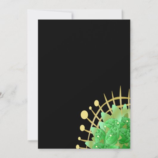 Invitation Boho Eucalyptus Vert Mariage noir & or (Dos)