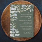 Invitation Boho Eucalyputus Mariage botanique vert foncé Invi