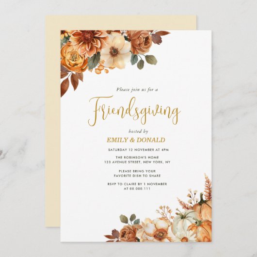 Invitation boho fall amitié (Devant / Derrière)