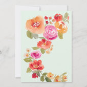 Invitation Boho Fall aquarelle fleurie QR menthe douche (Dos)
