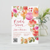 Invitation Boho Fall aquarelle florale QR douche nuptiale (Debout devant)