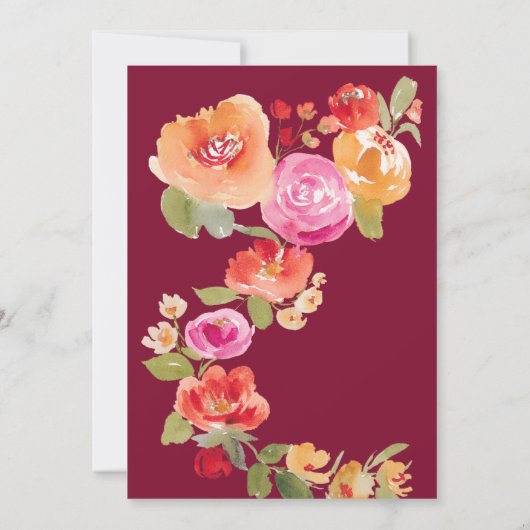 Invitation Boho Fall aquarelle florale QR douche nuptiale rou (Dos)