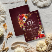 Invitation Boho Fall Bourgogne Script floral 100e anniversair