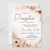 Invitation Boho Fall Citrouille Pampas Baby shower en herbe (Devant)