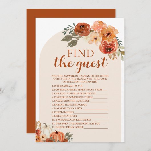 Invitation Boho Fall Citrouille Trouver Le Baby shower Invité (Devant / Derrière)