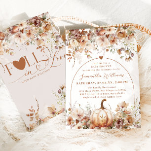 Invitation Boho Fall en amour Baby shower Fleur sauvage