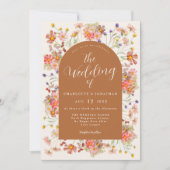 Invitation Boho Fall Fleur sauvage Arch Burnt Orange Mariage (Devant)