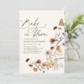 Invitation Boho Fall Fleur sauvage Baby in Bloom Baby shower (Debout devant)