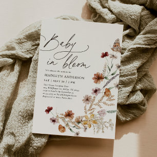 Invitation Boho Fall Fleur sauvage Baby in Bloom Baby shower